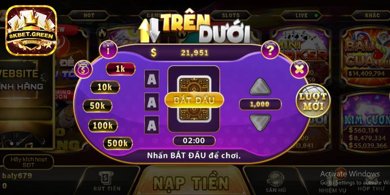 Những tính năng được hỗ trợ tại game trên dưới 8kbet