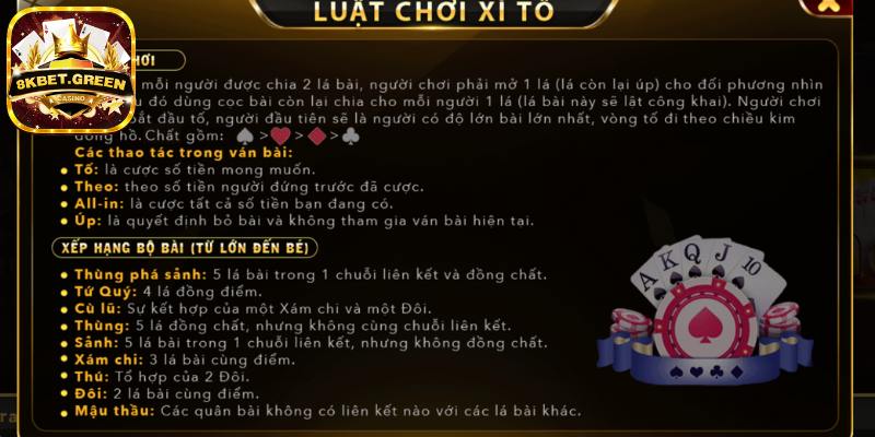 Các quy định cần biết trong game xì tố 8kbet