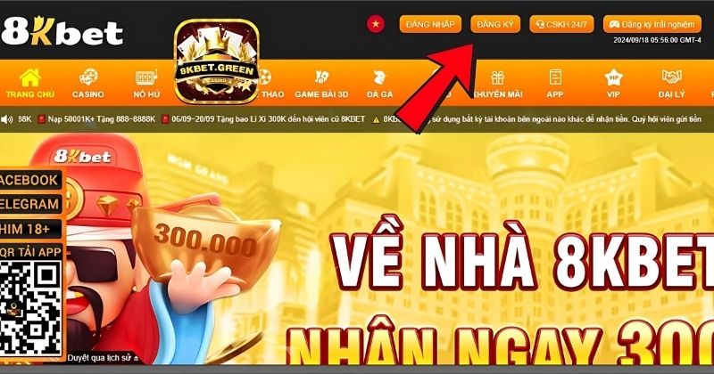 Nhấp vào mục "Đăng Ký"